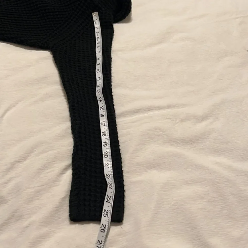 Black size S pullover button accent cowl neck sweater no fading or pilling EUC